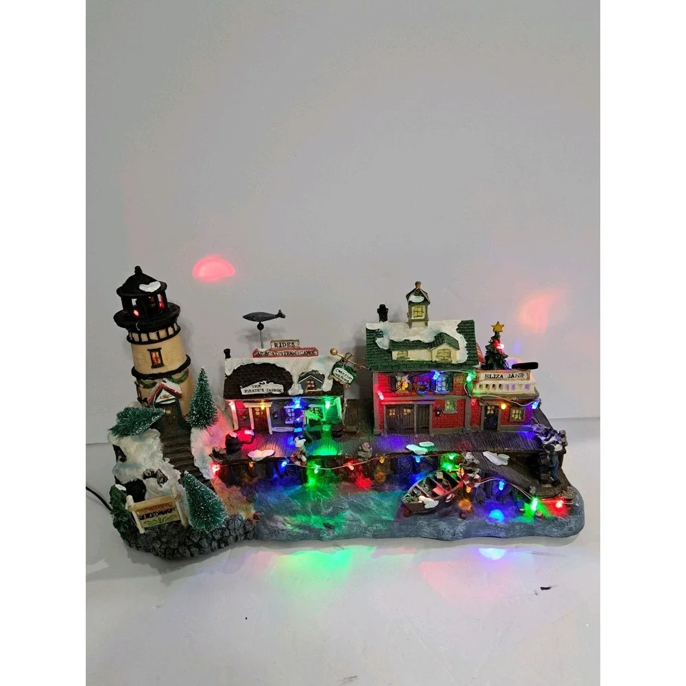 LIGHTED NAUTICAL SCENE RARE‎ LIGHTHOUSE CAPE COD PIRATES PARROT CHRISTMAS BOX